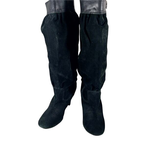 MICHAEL KORS! BLACK GENUINE SUEDE & LEATHER SCRUNCHY SHAFT BOOTS! SZ 9.5M - Picture 3 of 11